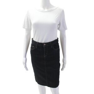 SevenTwo Womens Cotton Blend Straight Zip Fly Pencil Skirt Dark Blue Size 2